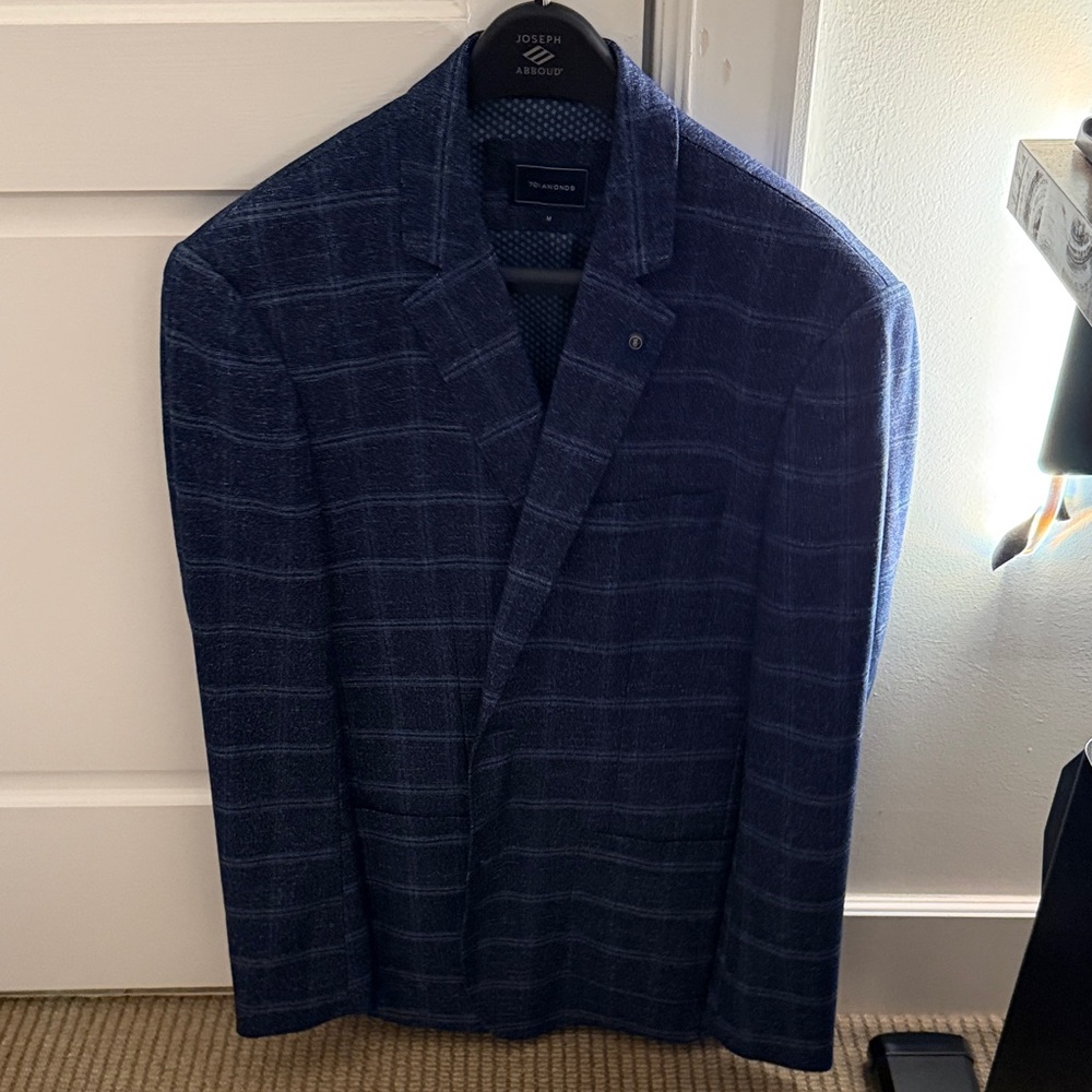 7 Diamonds Navy Blue Windowpane Sport Coat Blazer